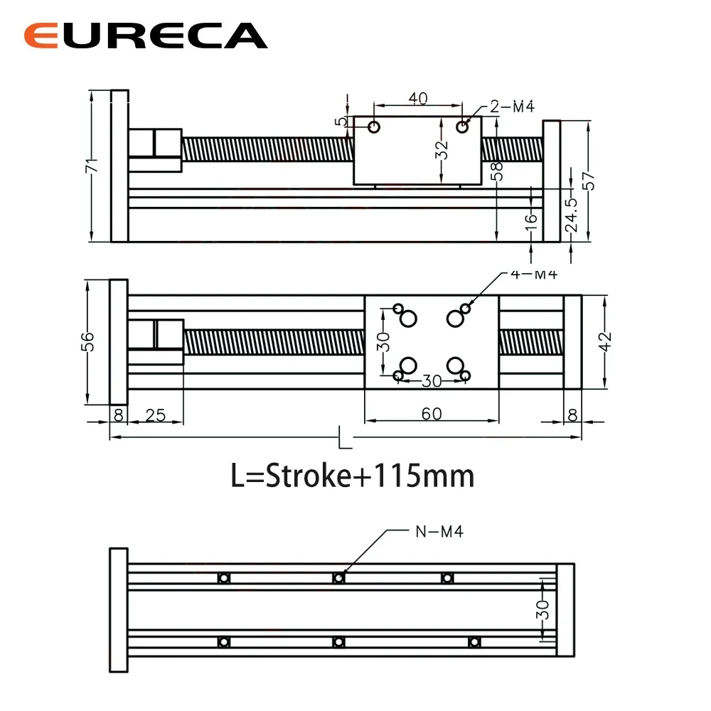 Linear Actuator Module | SFU1605 Ball Screw & Rail Guide | 57 Stepper Motor - Thumbnail 3