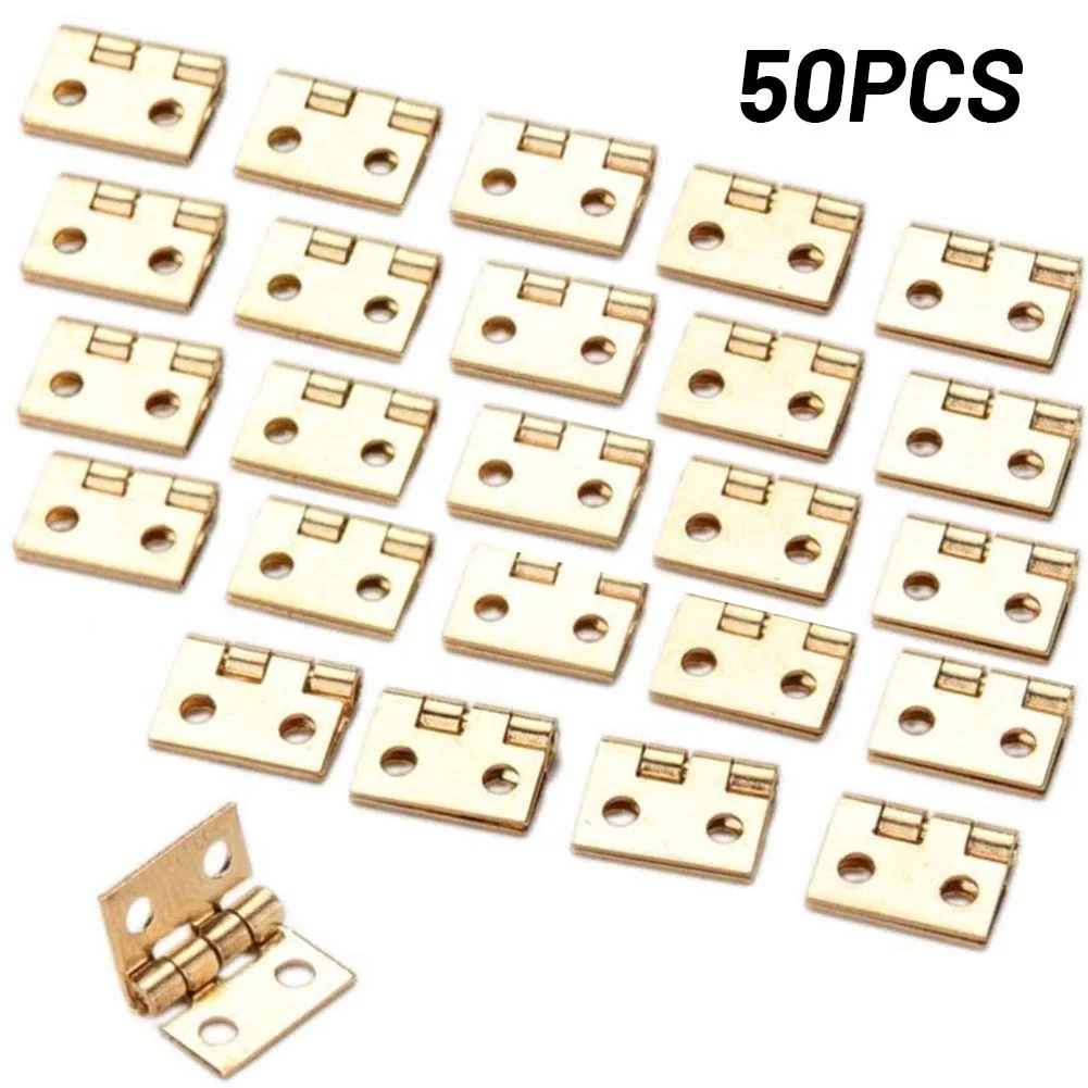Brass Hinges with Nails | 50PCS Small Craft Hinges | For Jewelry Boxes & Wooden Cabinets - Thumbnail 2
