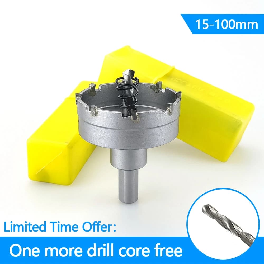 Carbide-Tipped Hole Saw | 15-100mm Core Drill Bit for Metal & Stainless Steel - Thumbnail 3