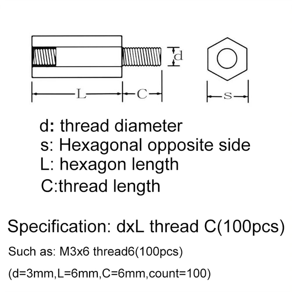 Hex Brass Standoffs | Male Female Threaded Pillar Spacers | 10-100pcs PCB Motherboard Hardware - Thumbnail 5