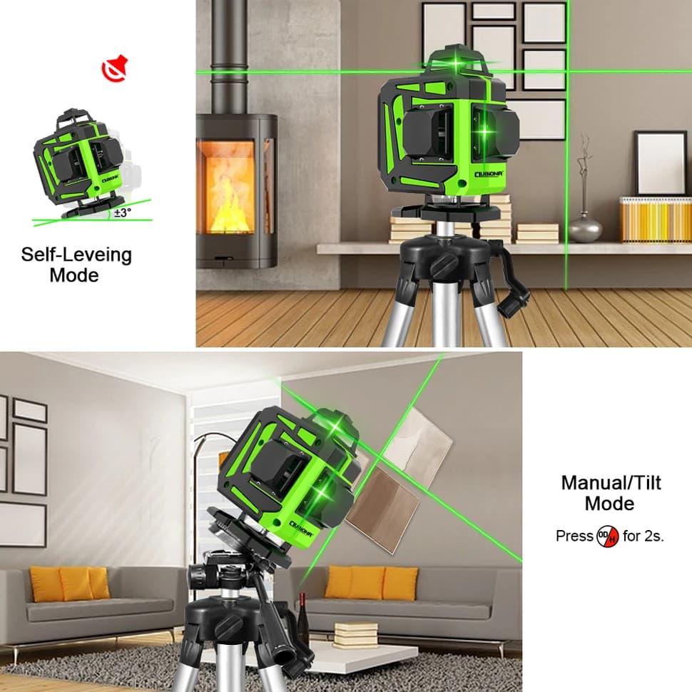 Laser Level | 16/12 Green Beam Lines | 360° Horizontal & Vertical Self-Leveling - Thumbnail 5