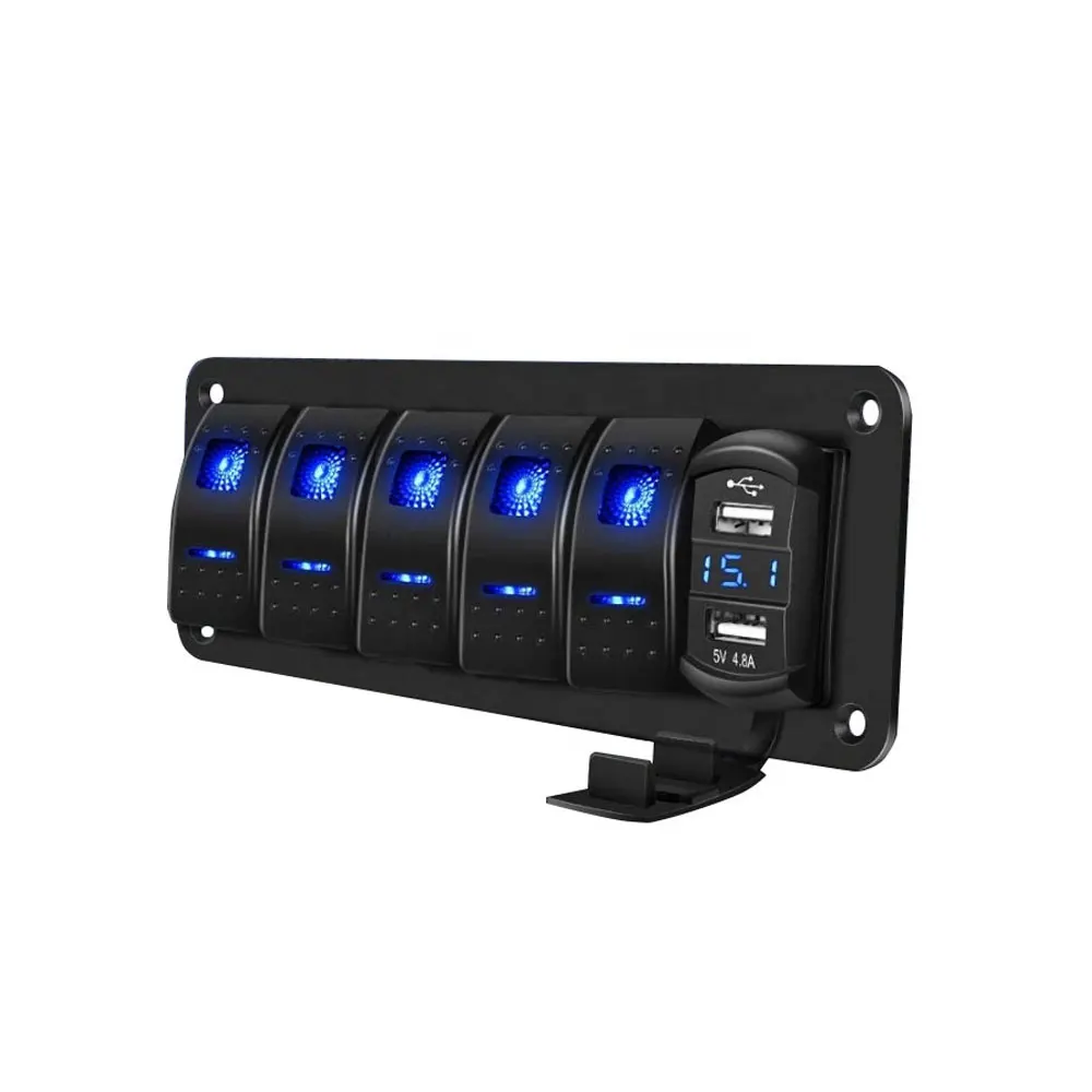 Marine-Grade Switch Panel | 4.2A Dual USB Fast Charger | Waterproof LED Rocker Switches - Thumbnail 4