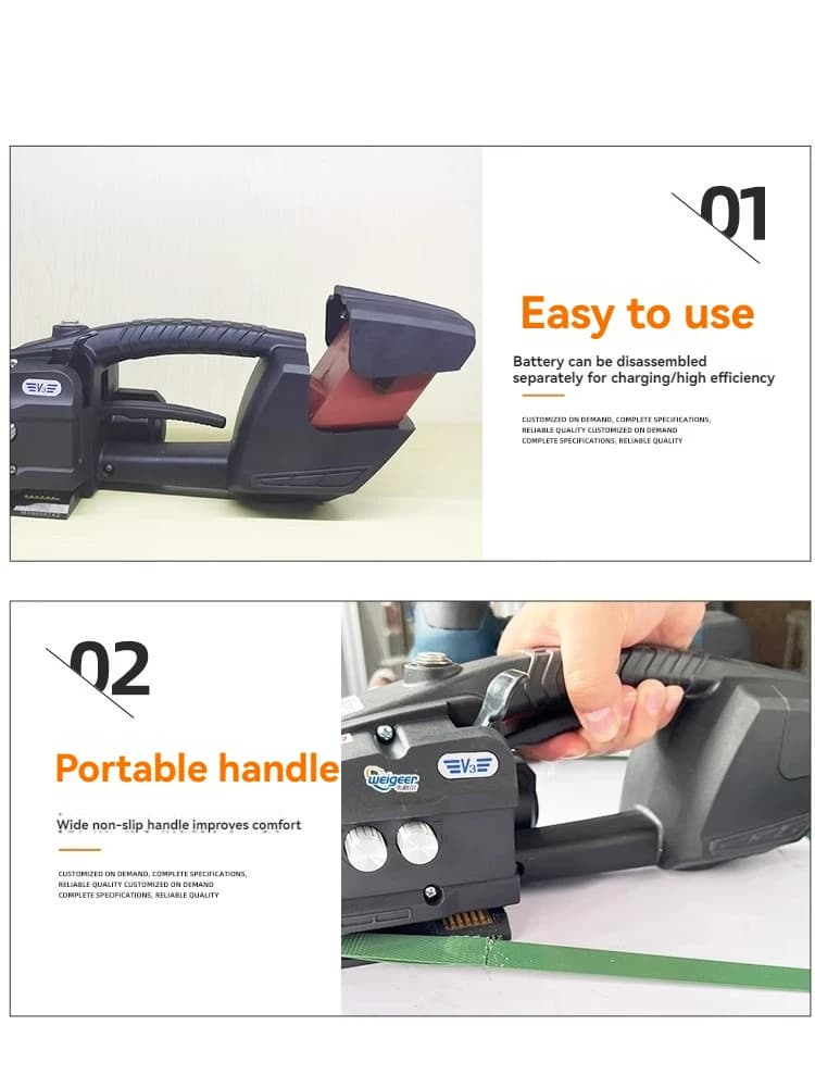 Cordless Strapping Tool | Rechargeable Electric Tensioner for PP & PET Bands | Portable Hot-Melt System - Thumbnail 6