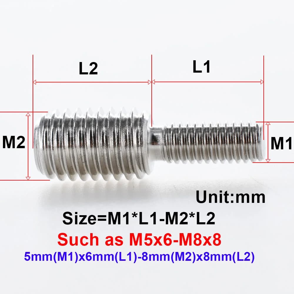 M4-M20 Stainless Steel Reducer Bolt | Double-Ended Thread Converter | Camera Mount Adapter - Thumbnail 3