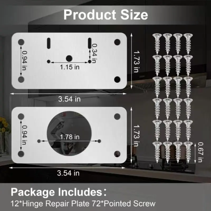Steel Hinge Repair Plate | Cabinet Mounting Tool | 2/4/8pcs Fixing Kit - Thumbnail 4