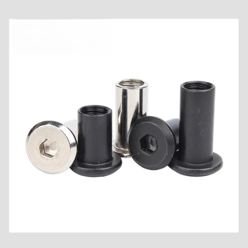 Heavy-Duty Furniture Rivet Nuts | M6 M8 Carbon Steel Nickel Plated | Large Flat Hex Socket - Image 1