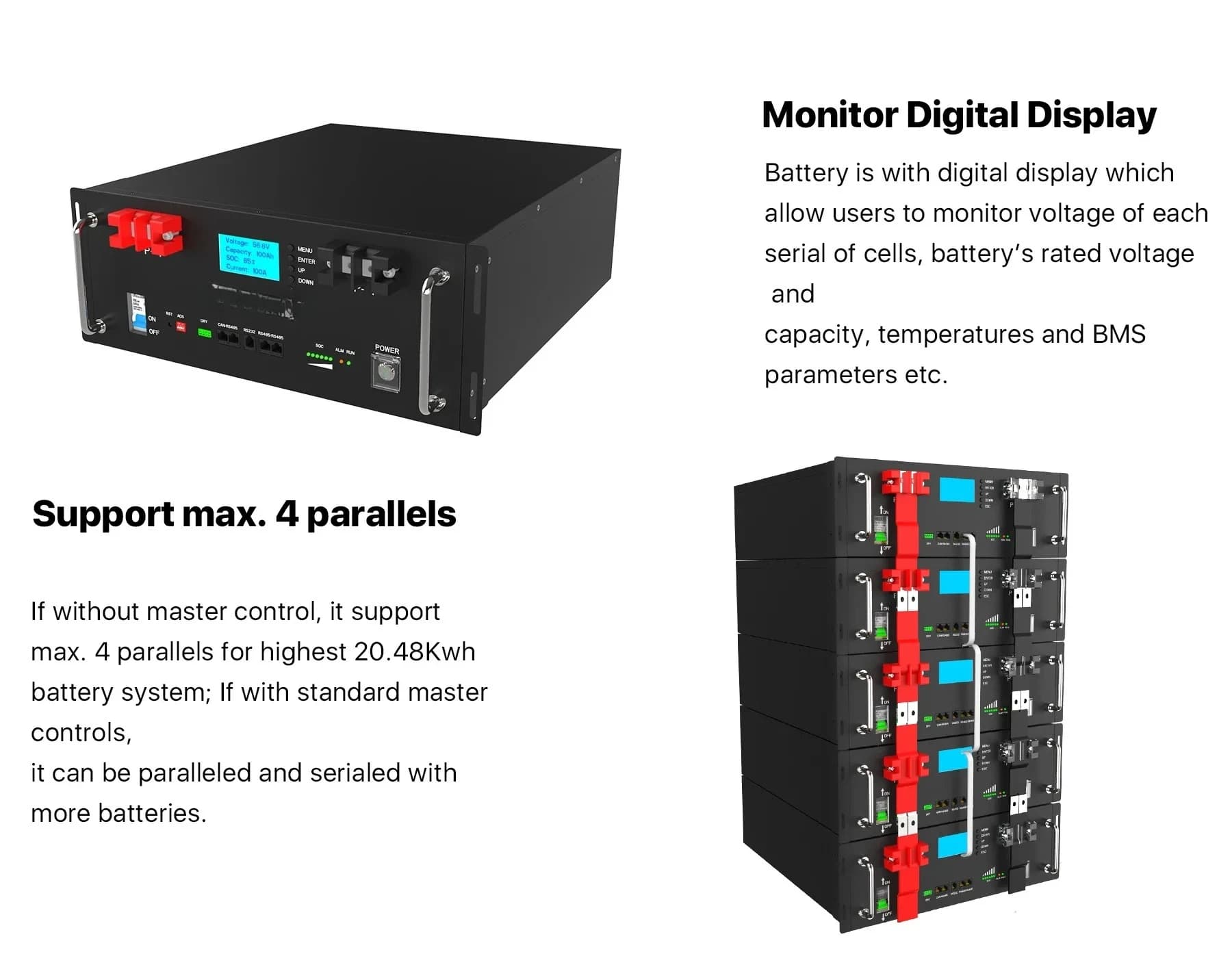High-Capacity Rack-Mount Solar Battery | 48V 51.2V | 5kWh to 40kWh | Home & Server Backup Power - Thumbnail 2