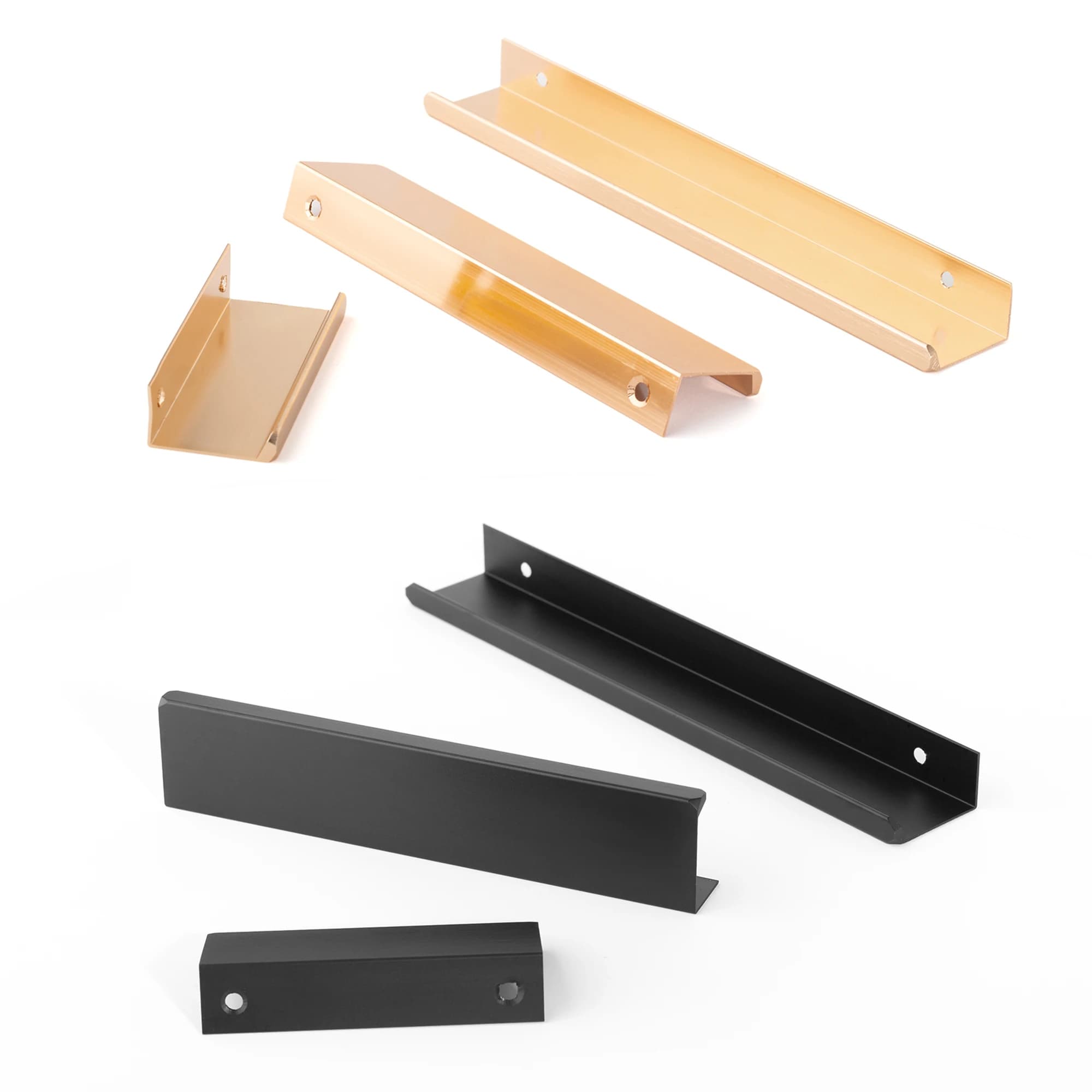 Drawer Handles | 2PCS Invisible Edge Pulls | Golden & Black Aluminum Alloy - Thumbnail 5
