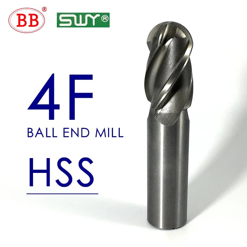 Ball Nose End Mill Set | 2 & 4 Flute CNC Milling Cutters | R0.5-R16 Radius for Metal Machining - Thumbnail 4