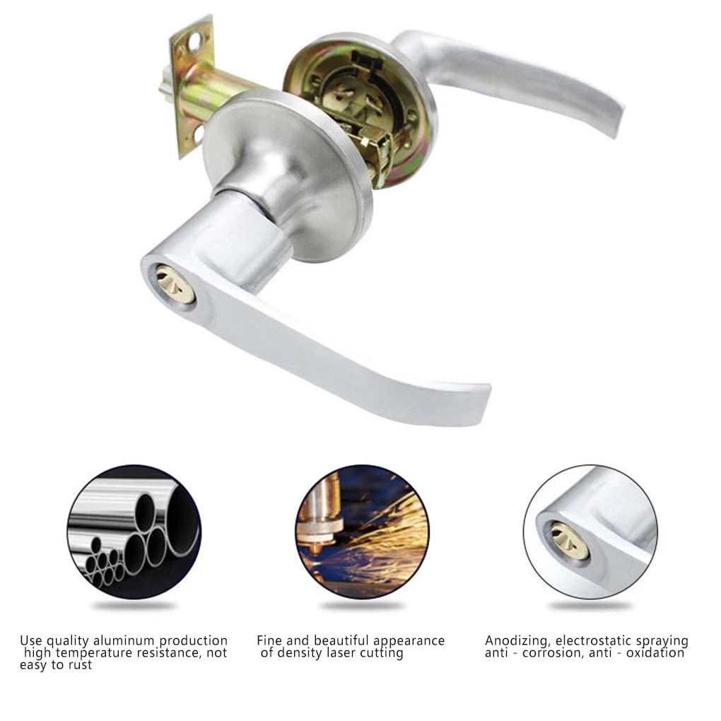 Alloy Lever Door Handle Lock | Keyed Entry for Front Doors | Passage Interior Bedroom Gate - Thumbnail 3
