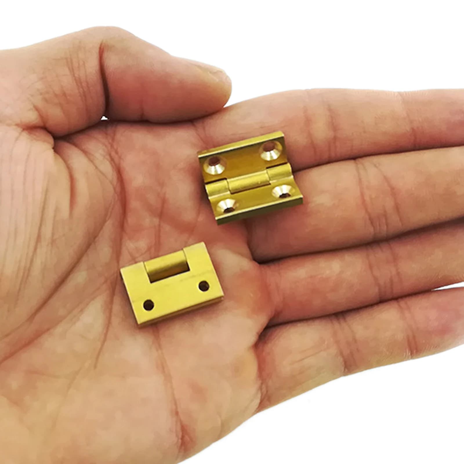 Brass Butt Hinges 19x12.5mm | 2Pcs Cabinet Drawer Connectors | For Jewelry Chest & Wooden Box - Thumbnail 4