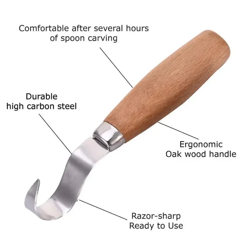 Wood Carving Chisel Set | Ergonomic Hook Knife for Detailed Sculpting & Spoon Carving - Thumbnail 3