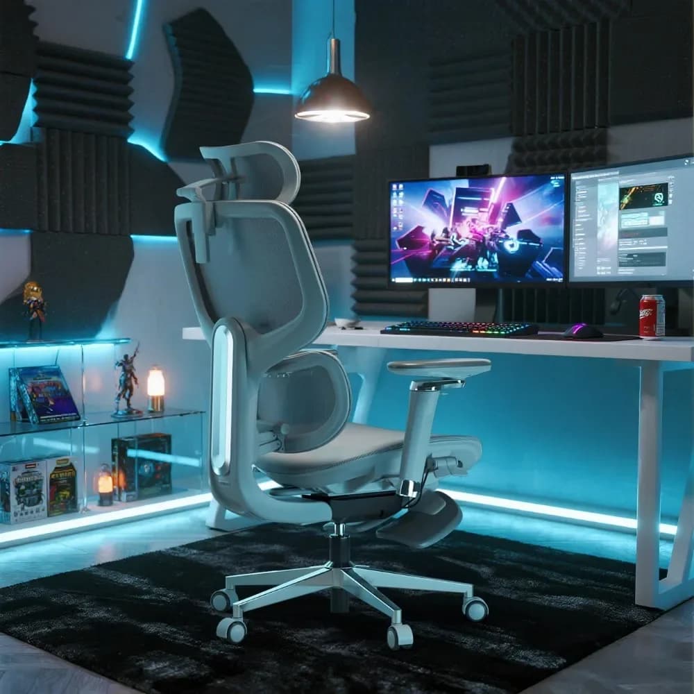 Mesh Office Chair | Self-Adaptive Lumbar Support | Multi-Adjustable Armrest for Home Desk - Thumbnail 2