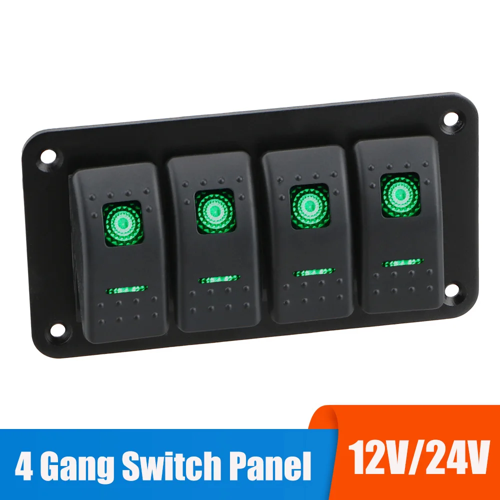 4-Gang Rocker Switch Panel | 12V/24V Marine & RV Control | LED Illuminated Circuit Breaker - Thumbnail 6