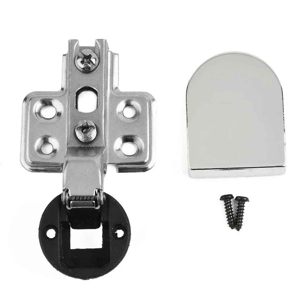Round Glass Cabinet Hinges | Plastic Wine Buffer Design | For Kitchen Cupboard & Furniture Doors - Thumbnail 3