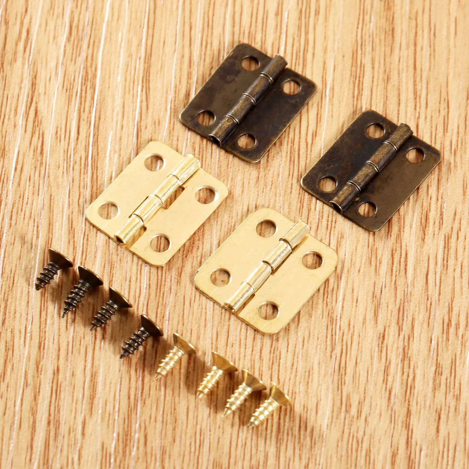 10 Pcs Antique Bronze Cabinet Hinges | 16x13mm Small Furniture Fittings | For Jewelry & Wood Boxes - Thumbnail 2