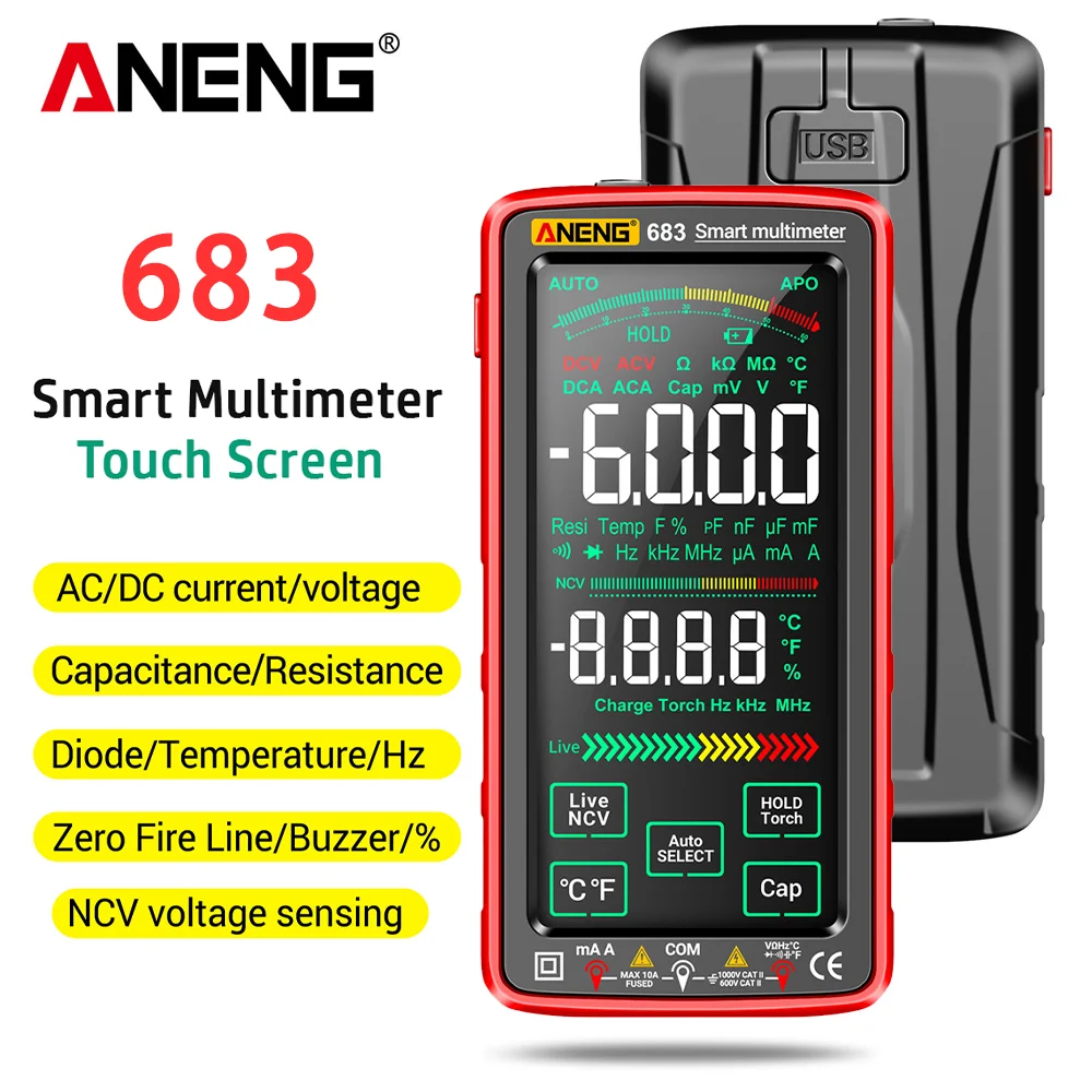 Smart Multimeter | 6000 Counts True RMS | Rechargeable AC/DC Voltage & Current Tester - Thumbnail 2