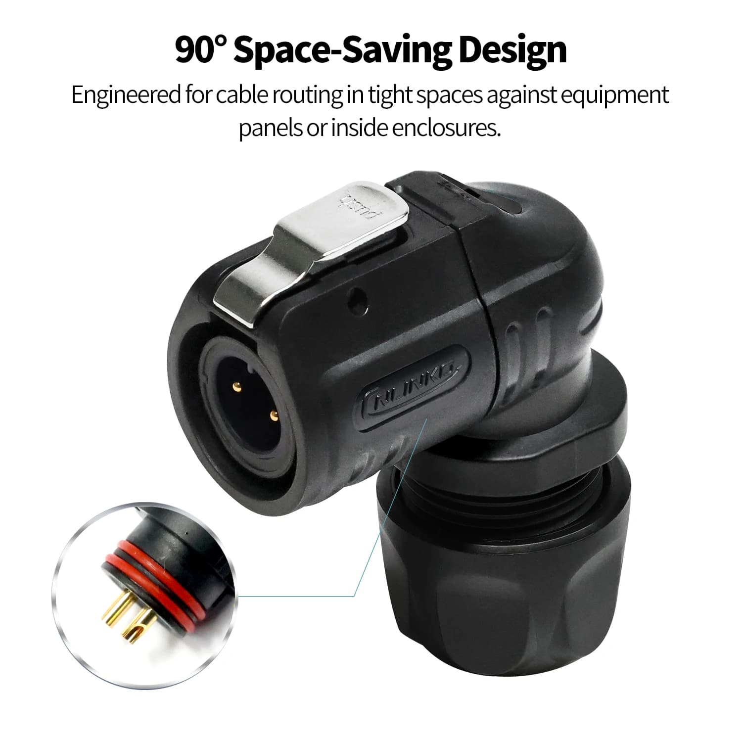 Waterproof 90-Degree LP12 Connector | Modular Industrial Electrical Fitting - Thumbnail 3