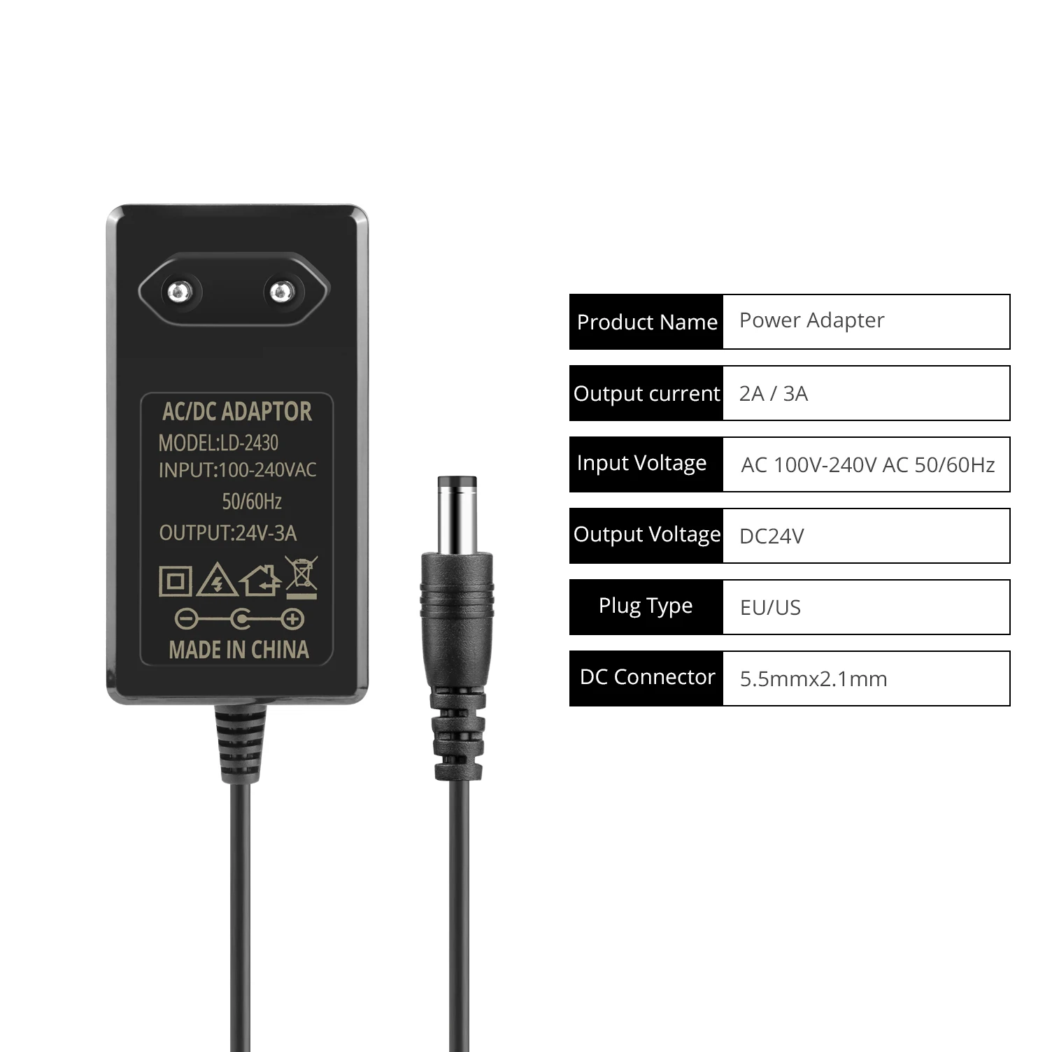 24V 3A LED Power Supply | Universal AC Adapter for LED Strips & Lighting - Thumbnail 4