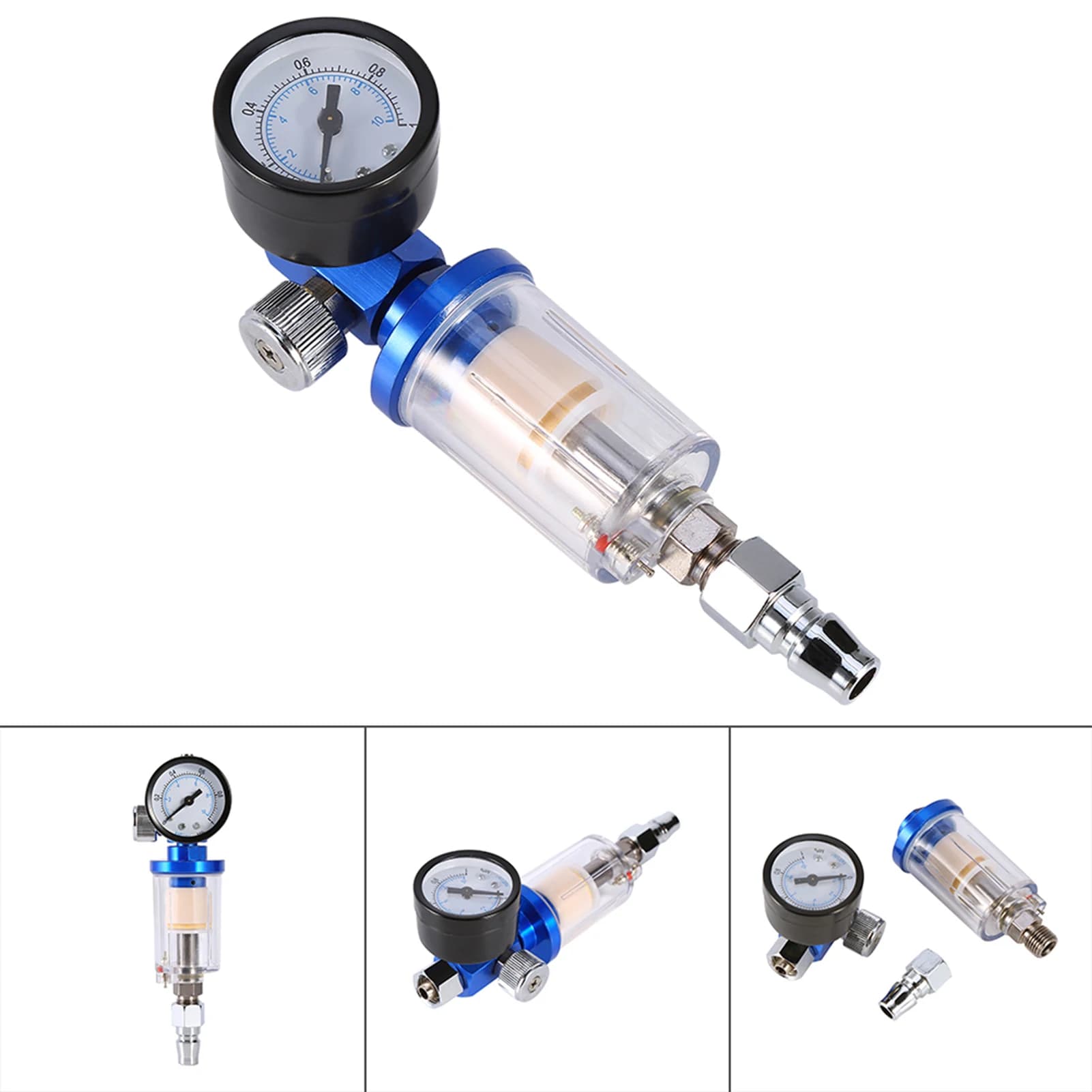 Inline Air Pressure Regulator | Pneumatic Spray Gun Filter & Water Separator Kit - Thumbnail 4