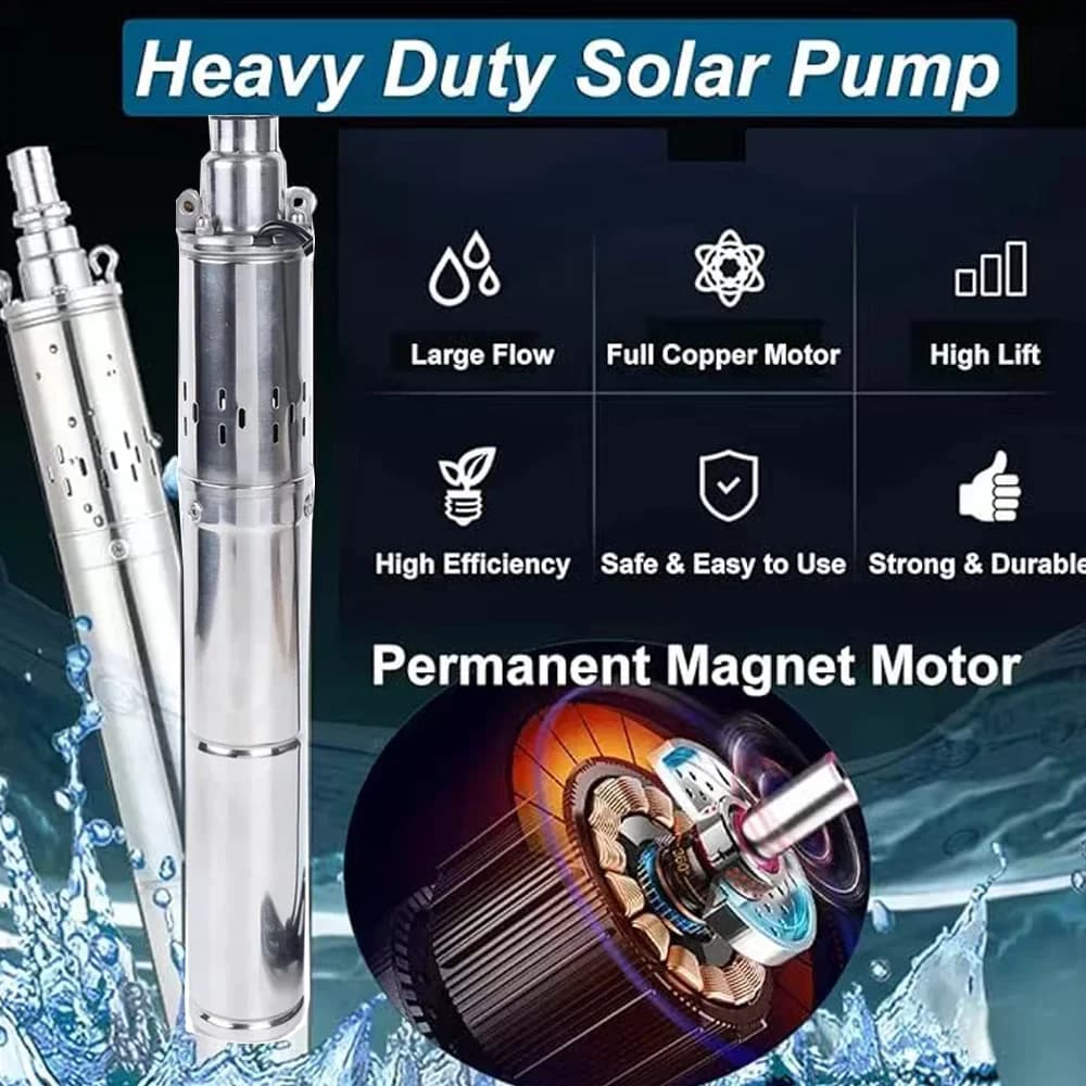 Deep Well Pump | 750W with Built-In Controller | 12V-72V Agricultural Submersible - Thumbnail 3