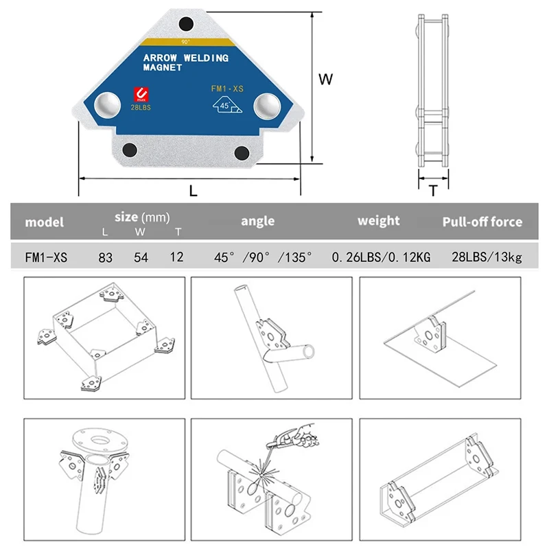 Magnetic Welding Jig | Multi-Angle 45° 90° 135° Positioner | Heavy-Duty Ferrite Locator - Thumbnail 2