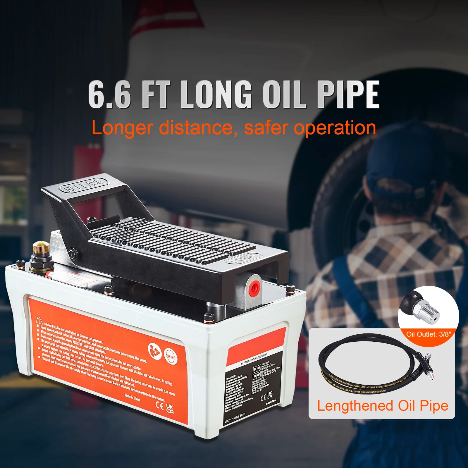 Air Hydraulic Pump | 10,000 PSI Foot Actuated | for Auto Body Frame Repair - Thumbnail 2