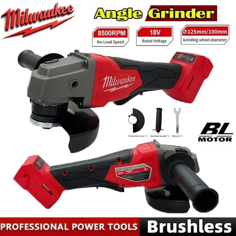 125mm Brushless Angle Grinder | Milwaukee Cordless | No-Lock Paddle Switch for Safety - Thumbnail 3