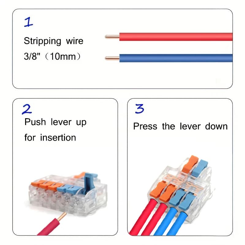 Lever Wire Connectors | 10-Pack Compact Terminal Blocks | Quick Push-In Electrical Splitters - Thumbnail 6