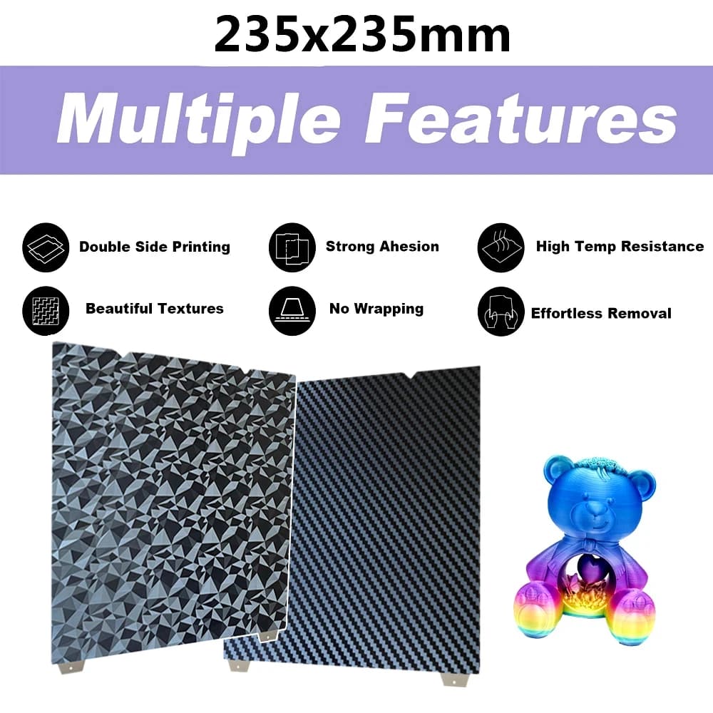 PEI Build Plate | 235x235mm Double-Sided Spring Steel Sheet for Ender 3D Printers - Thumbnail 3