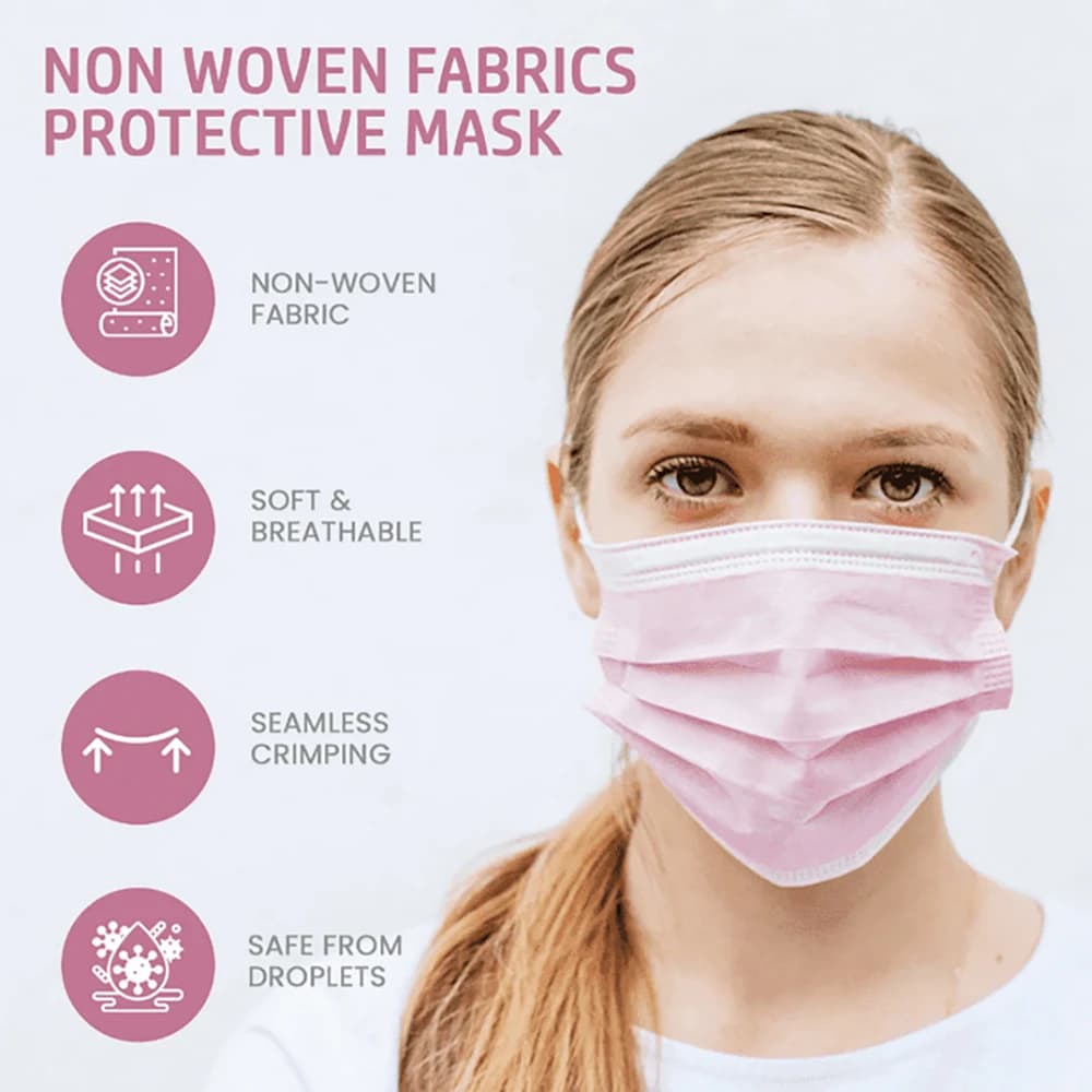 3-Layer Protective Face Masks | 5 Color Options | 50-Pack Variety Set for Adults - Thumbnail 6