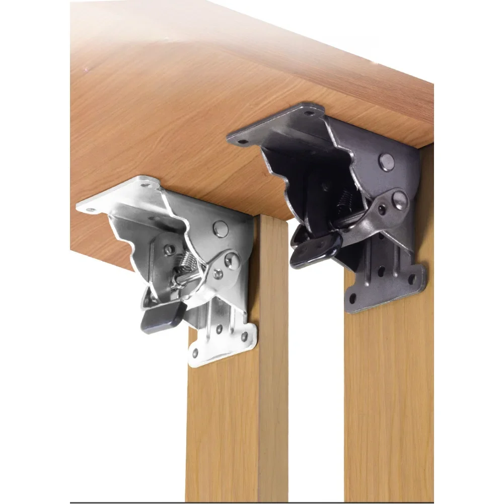 Folding Table Brackets | 4pcs Heavy-Duty Self-Locking Hinges | 90-Degree Angle Support