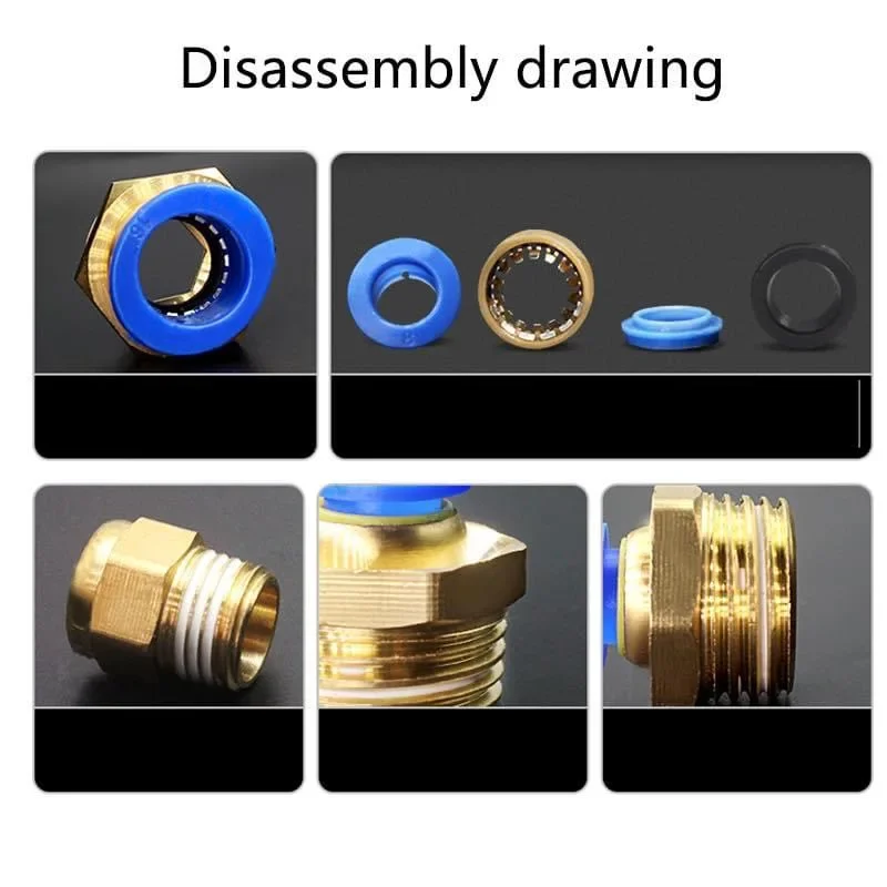 Pneumatic Fittings Kit | 10-Piece Set | 4mm-12mm & 1/8 Thread | Durable Air Connectors - Thumbnail 5