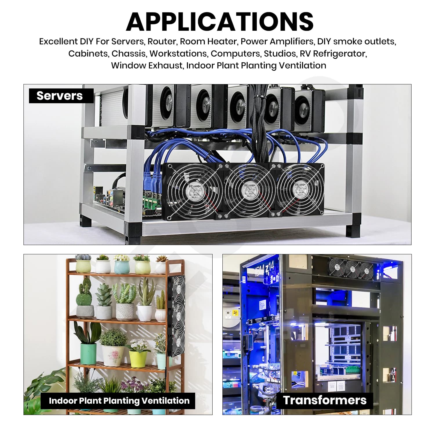 High-Performance 120mm Server Fan | 3000 RPM Cooling | 12V/220V Dual Voltage | Workstation & Cabinet Radiator - Thumbnail 6