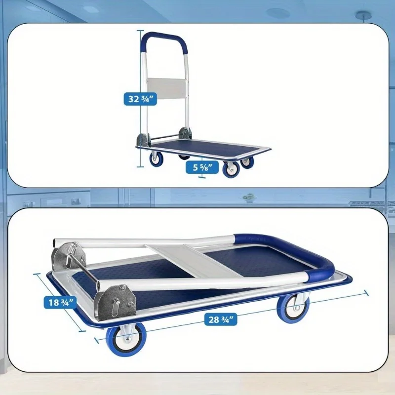 Folding Hand Truck | Heavy-Duty 330lb Capacity | Portable Moving Dolly Cart - Thumbnail 2