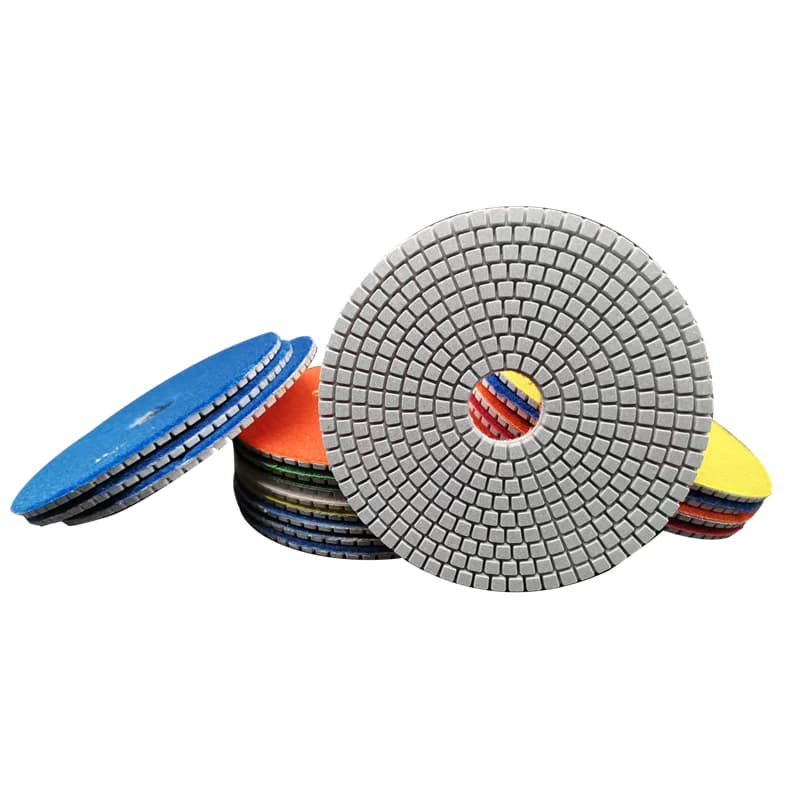 6-inch 150mm diamond polishing pad for granite, concrete, and marble, showing the textured abrasive surface and center arbor hole.