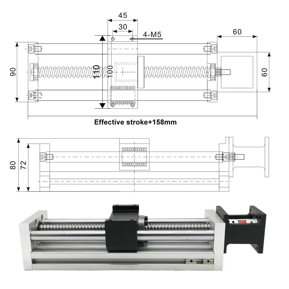 CNC Linear Slide Table Kit | NEMA23 Motor & SFU1605 Ball Screw | XYZ-Axis Aluminum Profile Stage - Thumbnail 2