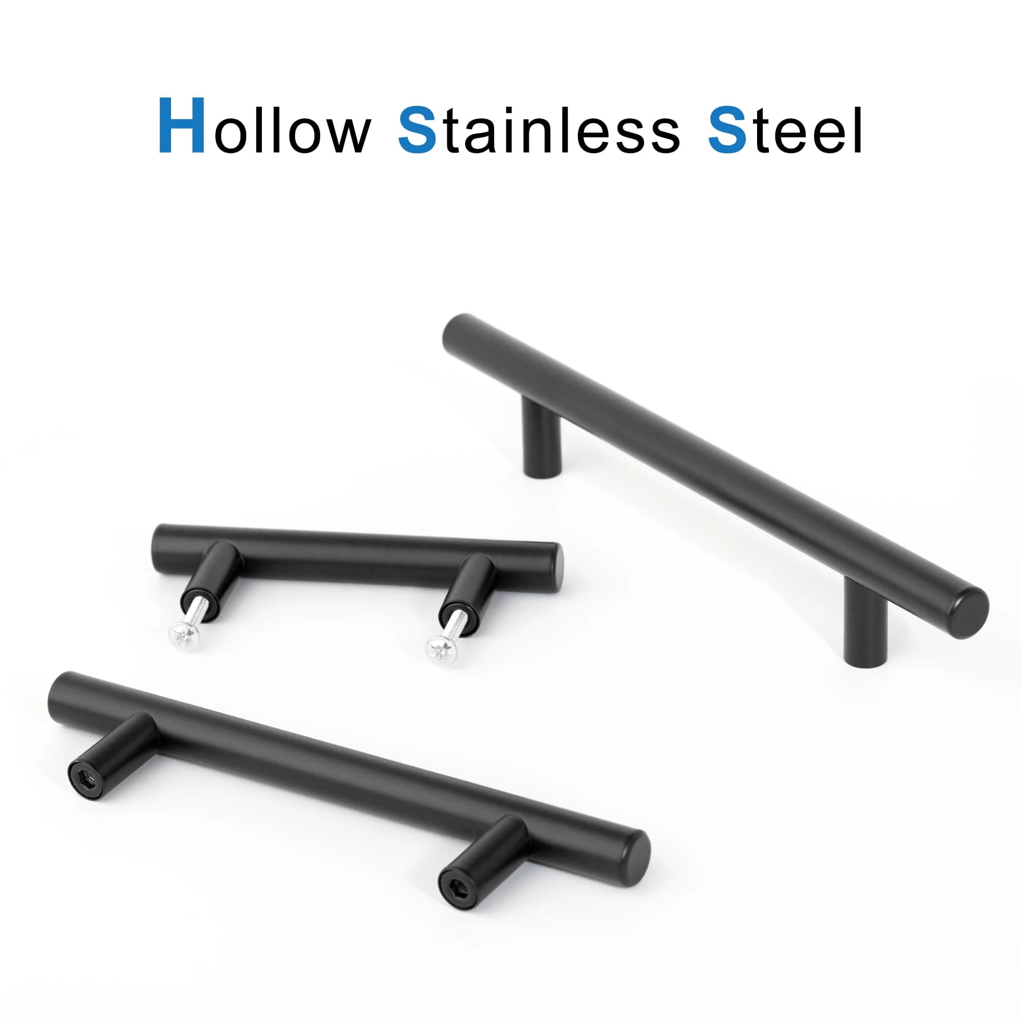 Black Door Handles | Heavy-Duty Stainless Steel | Long Pulls for Kitchen Cabinets - Thumbnail 4