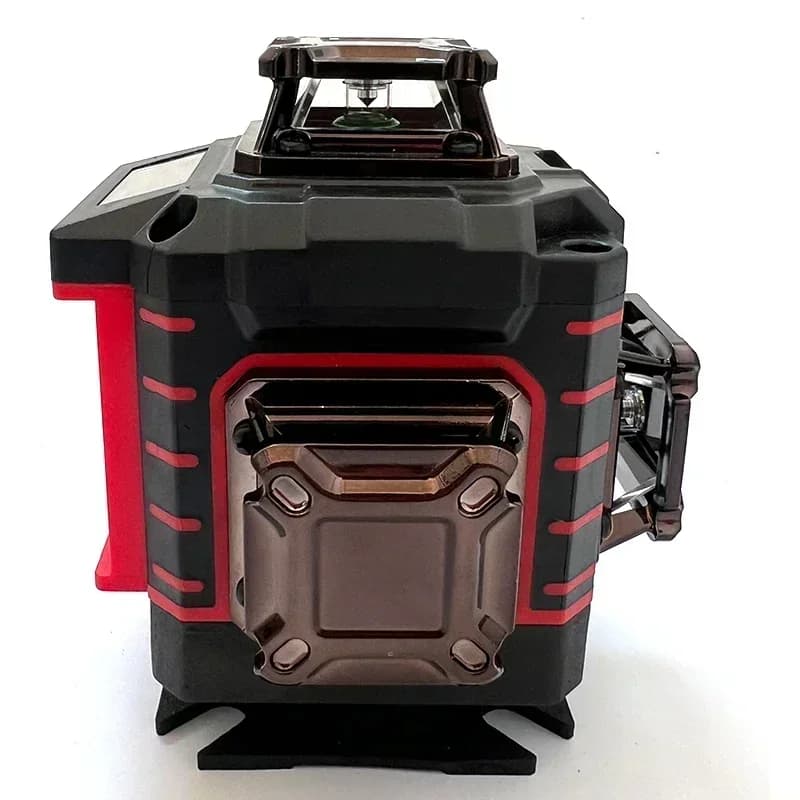 Milwaukee 360-degree green laser level with vertical and horizontal cross lines, rechargeable battery for precise leveling.
