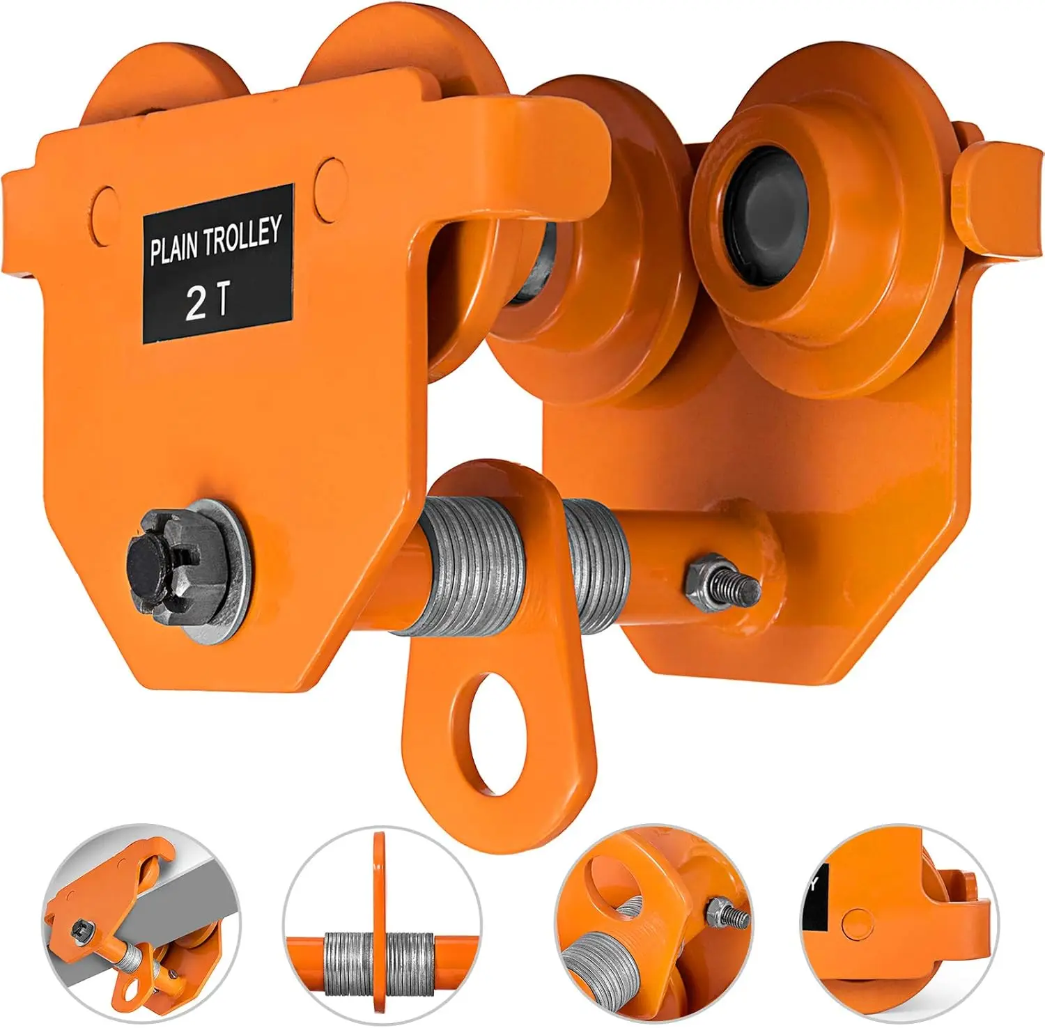 Heavy-Duty 2-Ton Manual Trolley Hoist | 4000 lb Capacity | Dual-Wheel Garage Crane Lift - Thumbnail 2