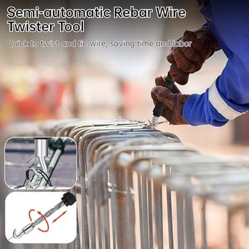 Rebar Tying Tool | Semi-Automatic Bar Binder | Heavy-Duty Construction Pliers - Thumbnail 3