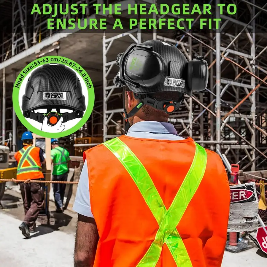 Z89.1 Hard Hat | Vented with Visor & Ear Muffs | Industrial Construction Safety Helmet - Thumbnail 5