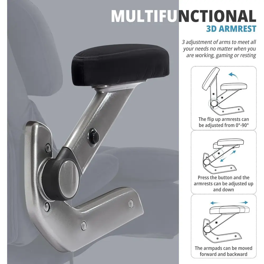 and Tall Office Chair | 700lb High-Back Executive | Adjustable Lumbar Support Fabric Computer Chair - Thumbnail 4