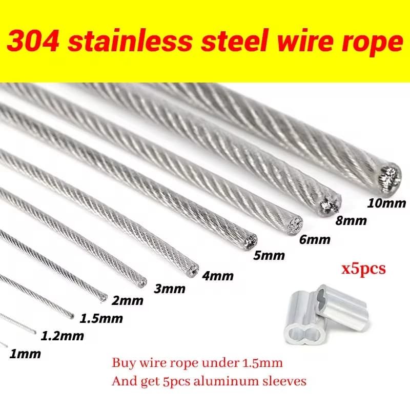 Stainless Steel Wire Rope | PVC-Coated Cable | 1.0mm-6mm Diameter | 304 Marine-Grade - Thumbnail 2