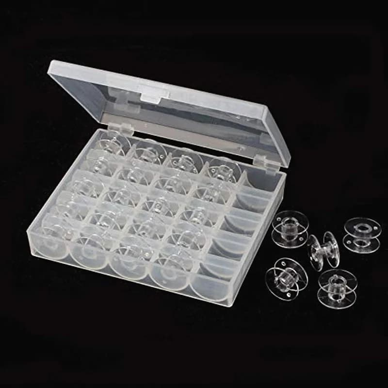 Sewing Machine Bobbins | 25-Piece Clear Spool Set with Storage Box | AA7650 - Thumbnail 2