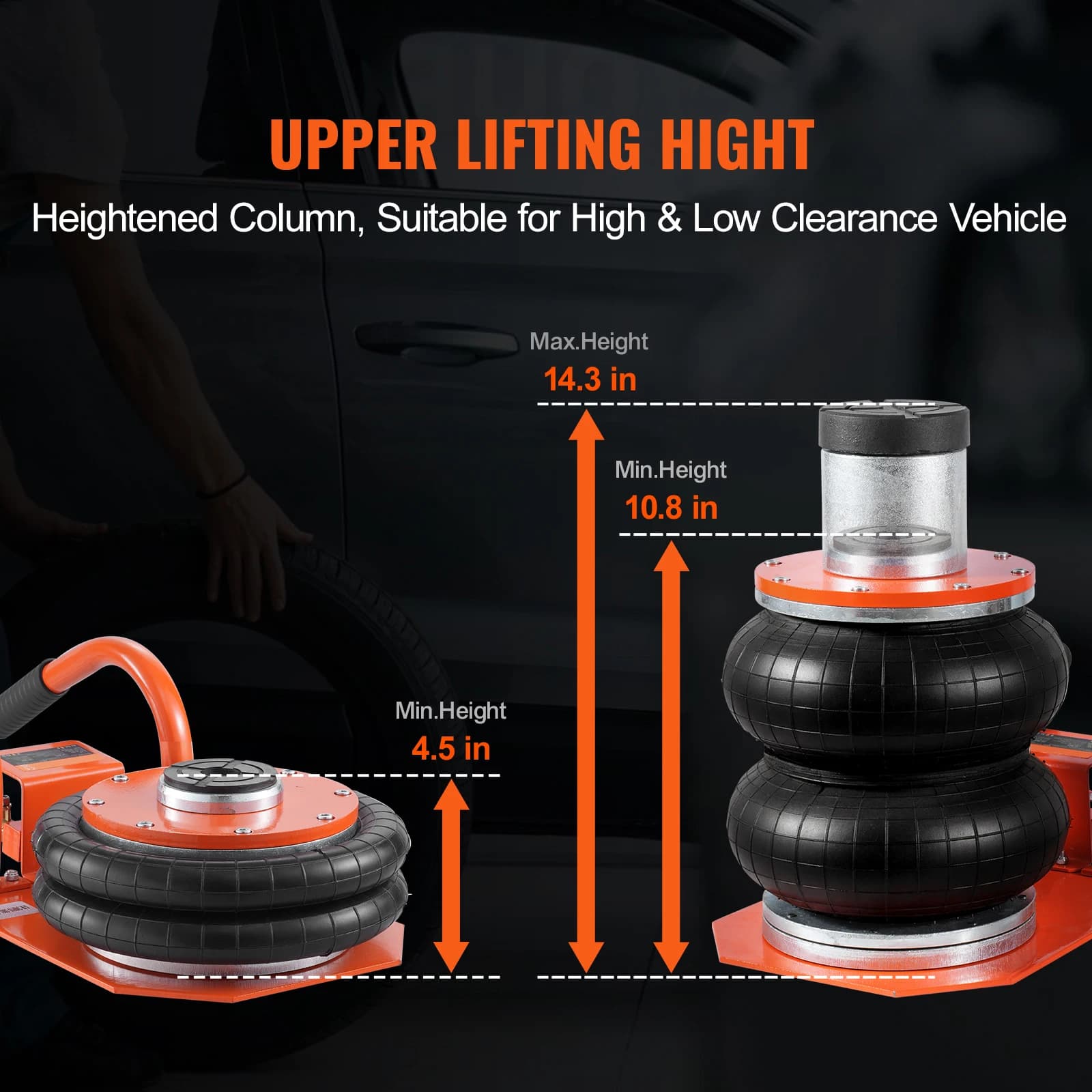 3-Ton Air Jack | 6-Column Heavy-Duty Lift for Sedans, SUVs & Trucks | Thick Rubber Pad - Thumbnail 2