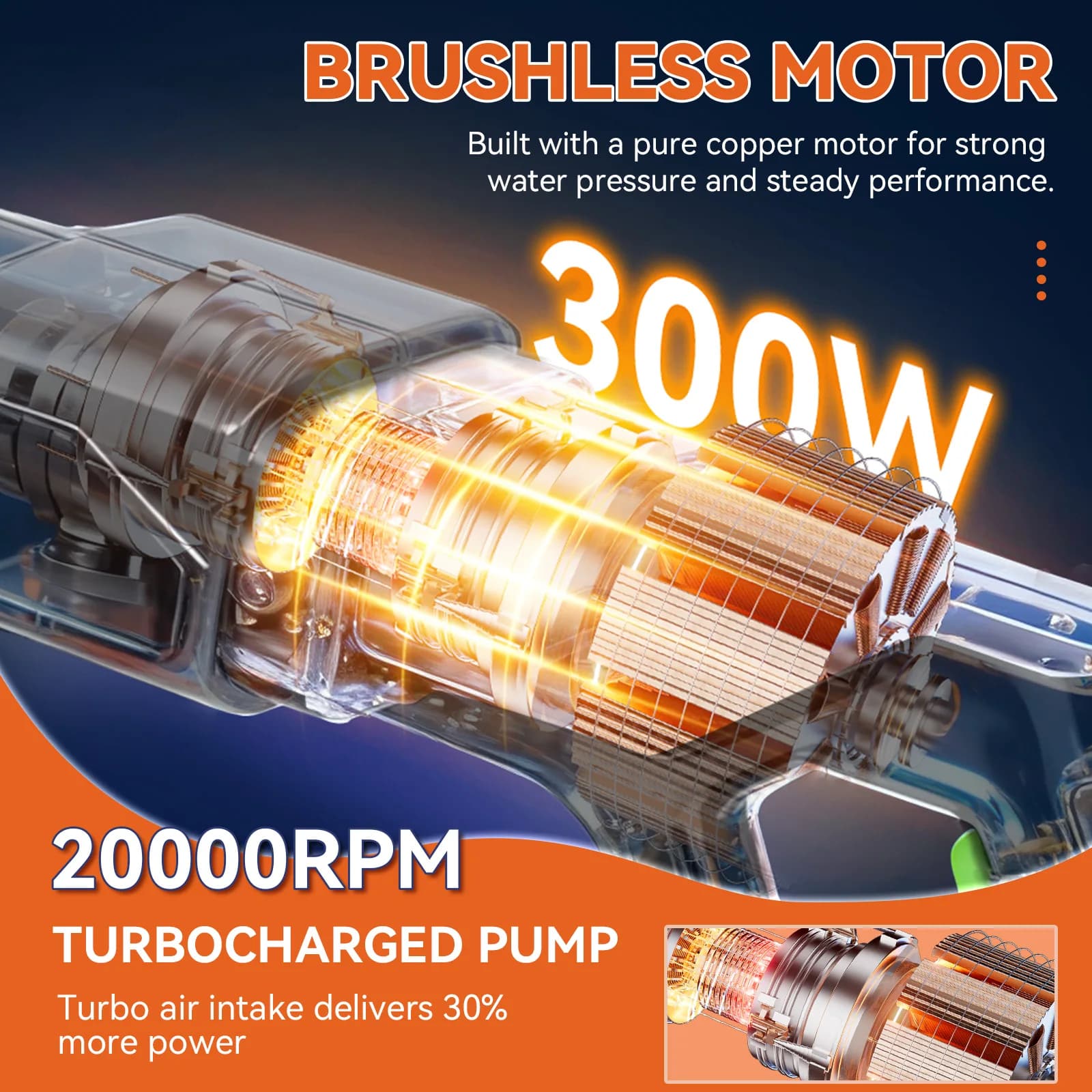 Electric Pressure Washer | 300W 500PSI Portable | 16ft Hose for Cars Fences - Thumbnail 4