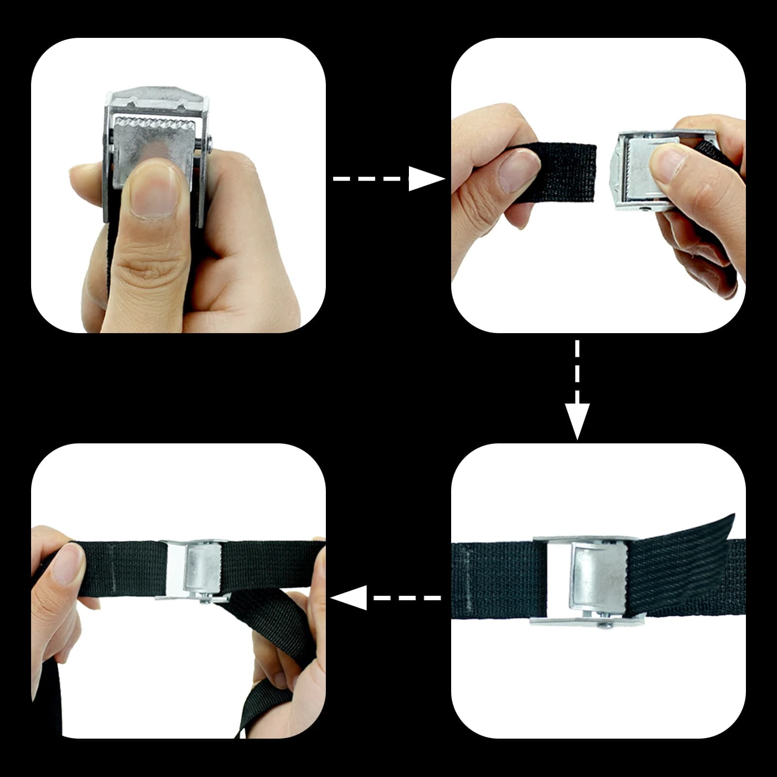 Heavy-Duty Ratchet Tie-Down Straps | 10-Pack with Zinc Alloy Buckles | 2M Cargo & Luggage Securing - Thumbnail 5