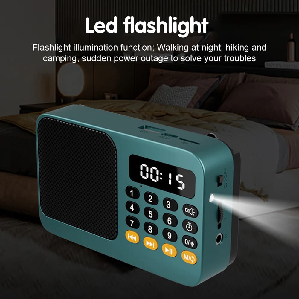 Digital FM Radio & MP3 Player | Rechargeable Speaker with LED Display | USB/TF Playback - Thumbnail 3