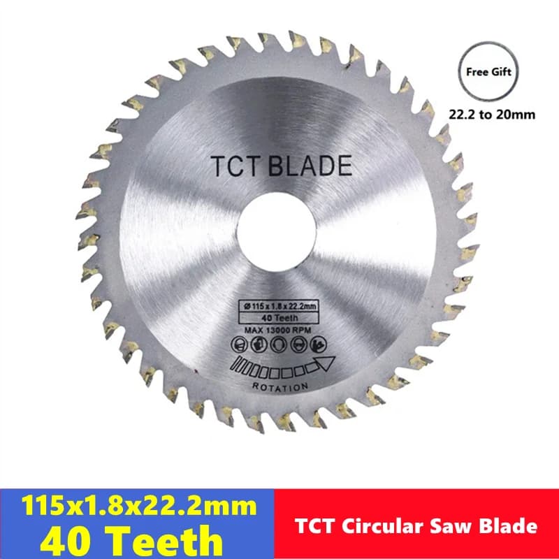 115mm Circular Saw Blade | 40-Tooth Wood Cutting | 22.2mm Arbor - Thumbnail 2